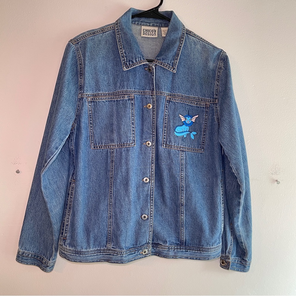 Custom Vaporeon Eeve Pokemon Denim Jacket Size Medium / Large